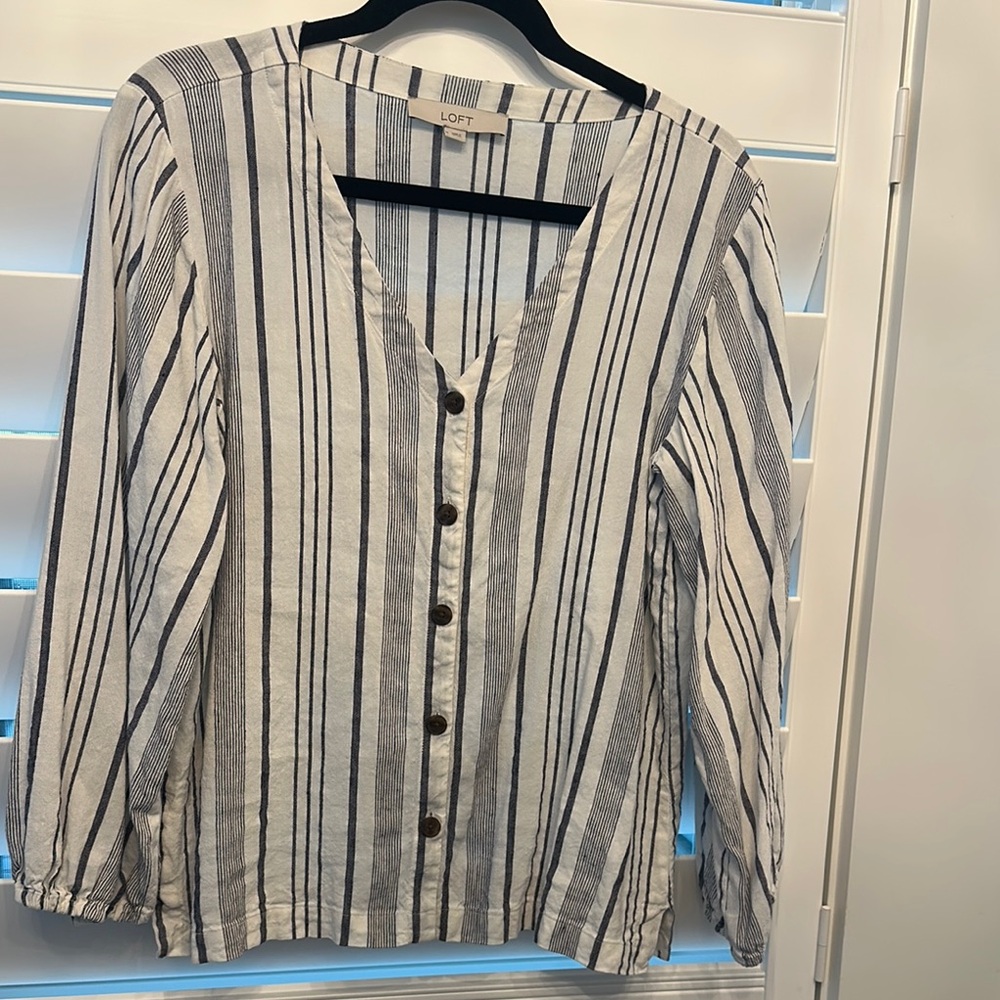 LOFT Women's Striped Button-Down Top - Size M